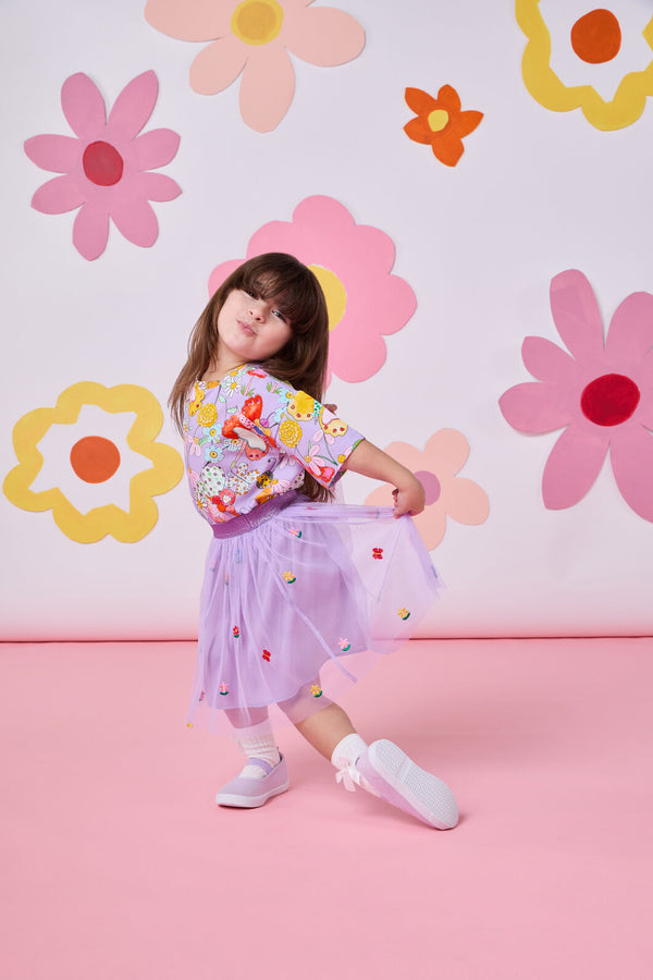 Princess Highway Kids - Pretty Emb Kids Mesh Skirt - lilac