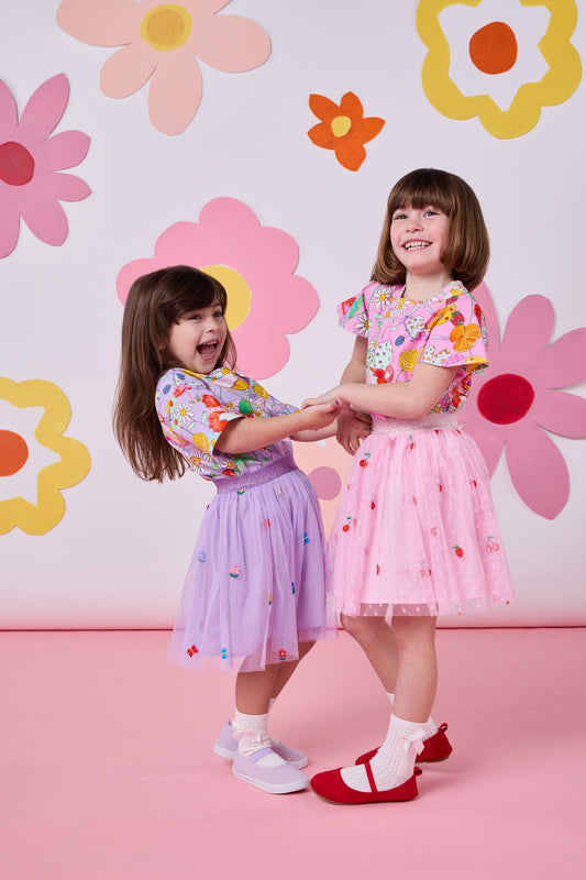 Princess Highway Kids - Pretty Emb Kids Mesh Skirt - lilac