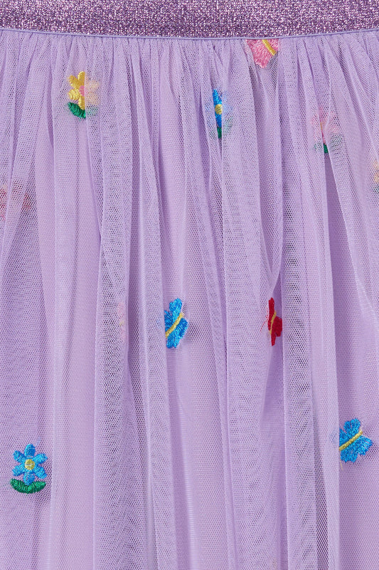 Princess Highway Kids - Pretty Emb Kids Mesh Skirt - lilac