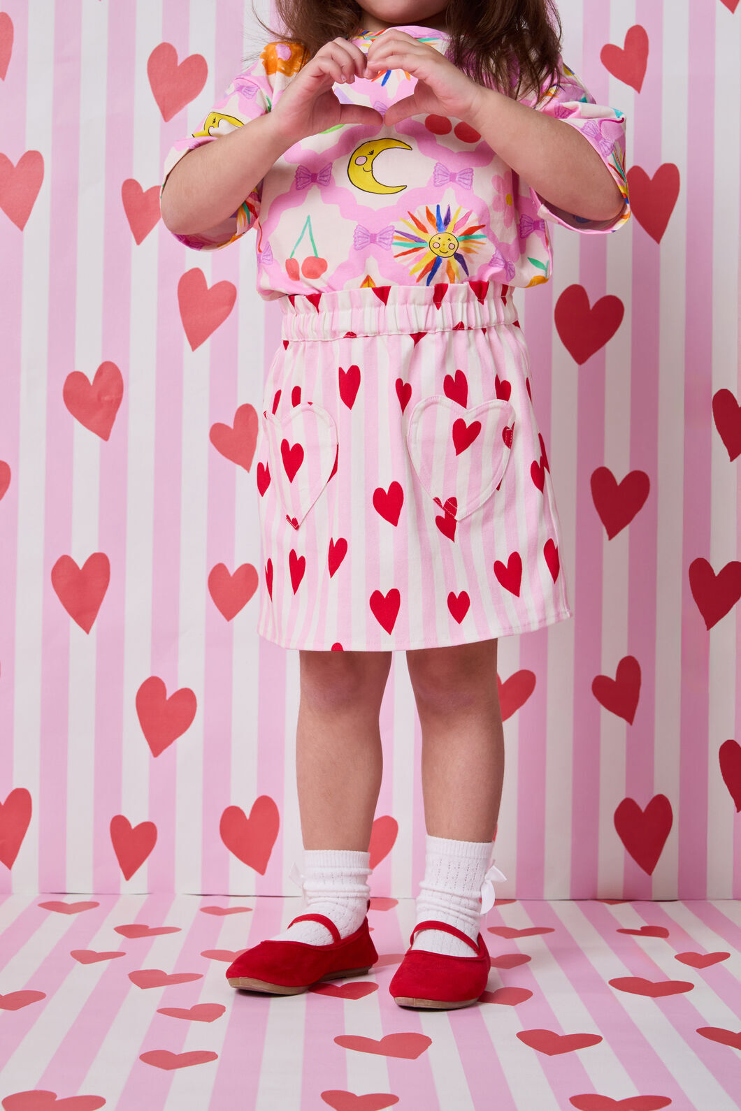 Princess Highway Kids - Heart Stripe Kids Skirt - pink