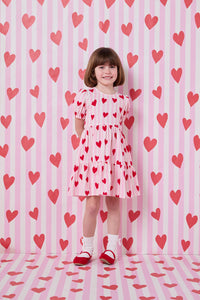 Princess Highway Kids - Heart Stripe Kids Dress - pink