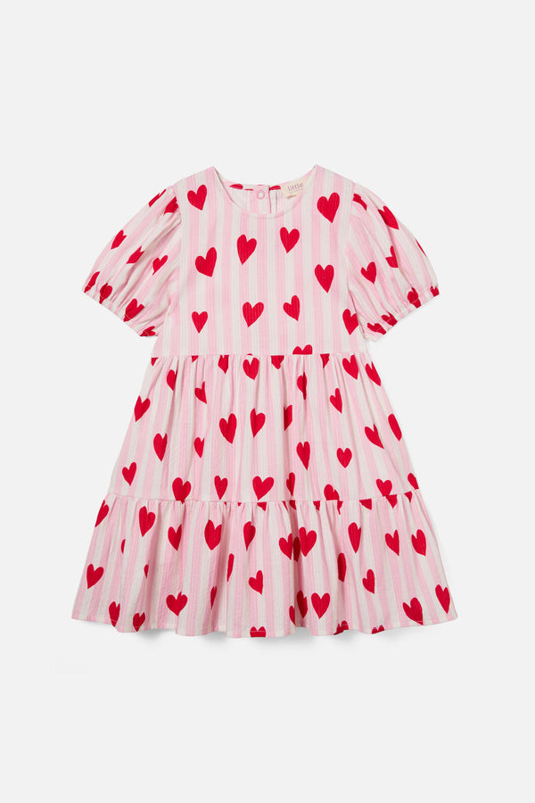 Princess Highway Kids - Heart Stripe Kids Dress - pink