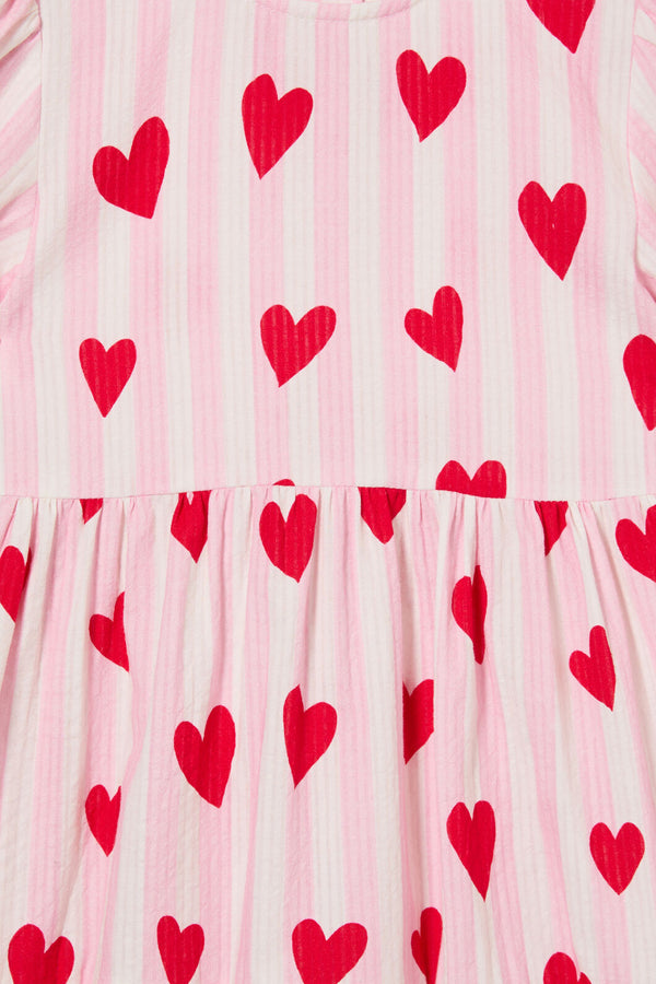 Princess Highway Kids - Heart Stripe Kids Dress - pink