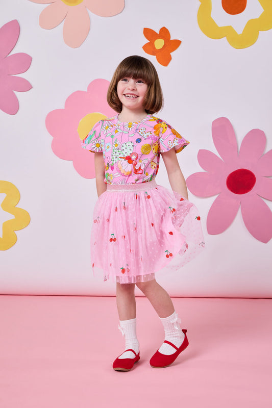 Princess Highway Kids - Cherry Emb Kids Skirt - pink