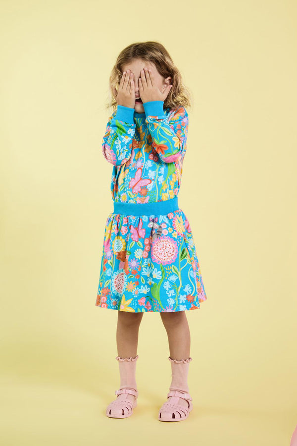 Princess Highway Kids - Folk Flower Kids Skirt - blue