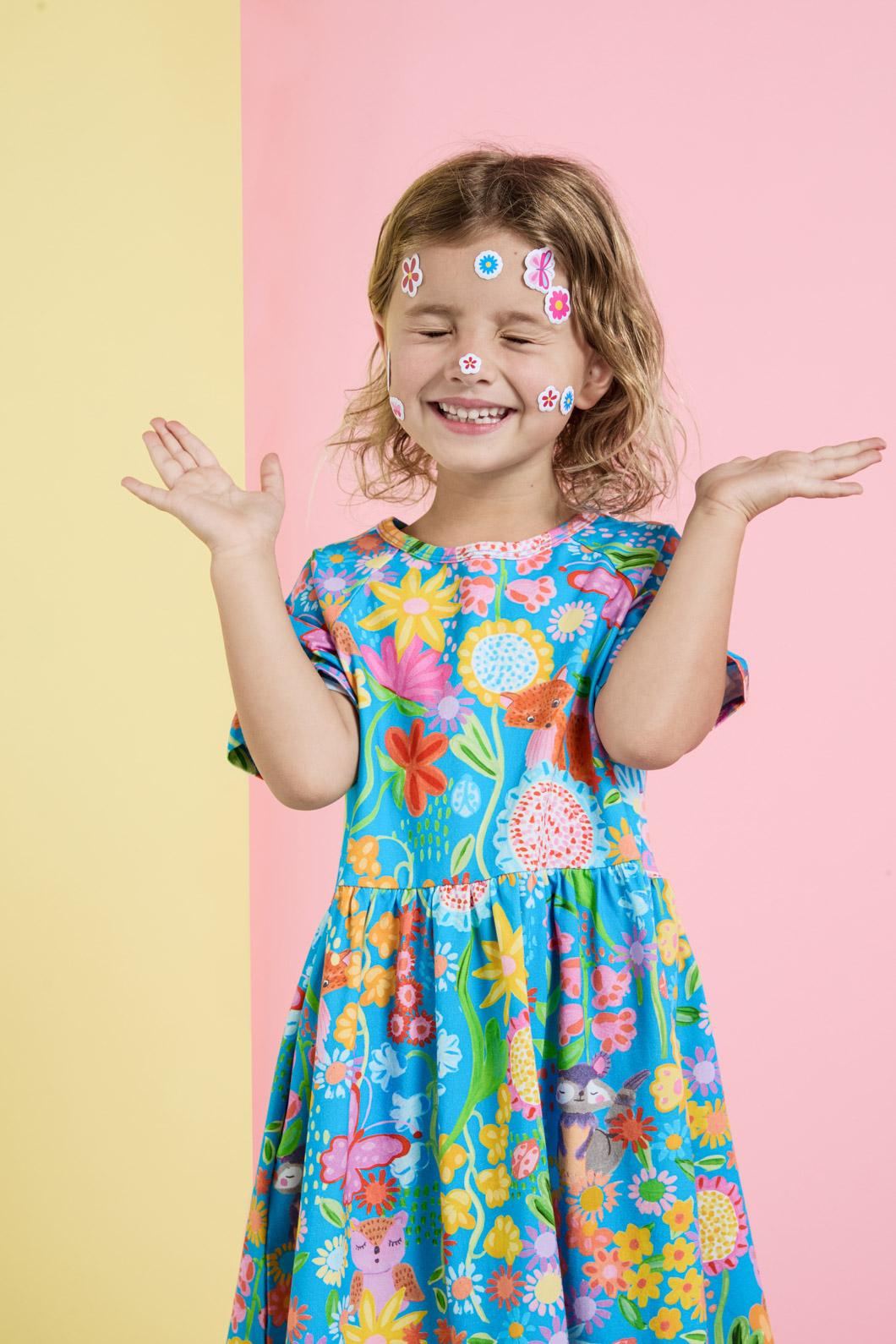 Princess Highway Kids - Folk Flower Kids Dress - blue