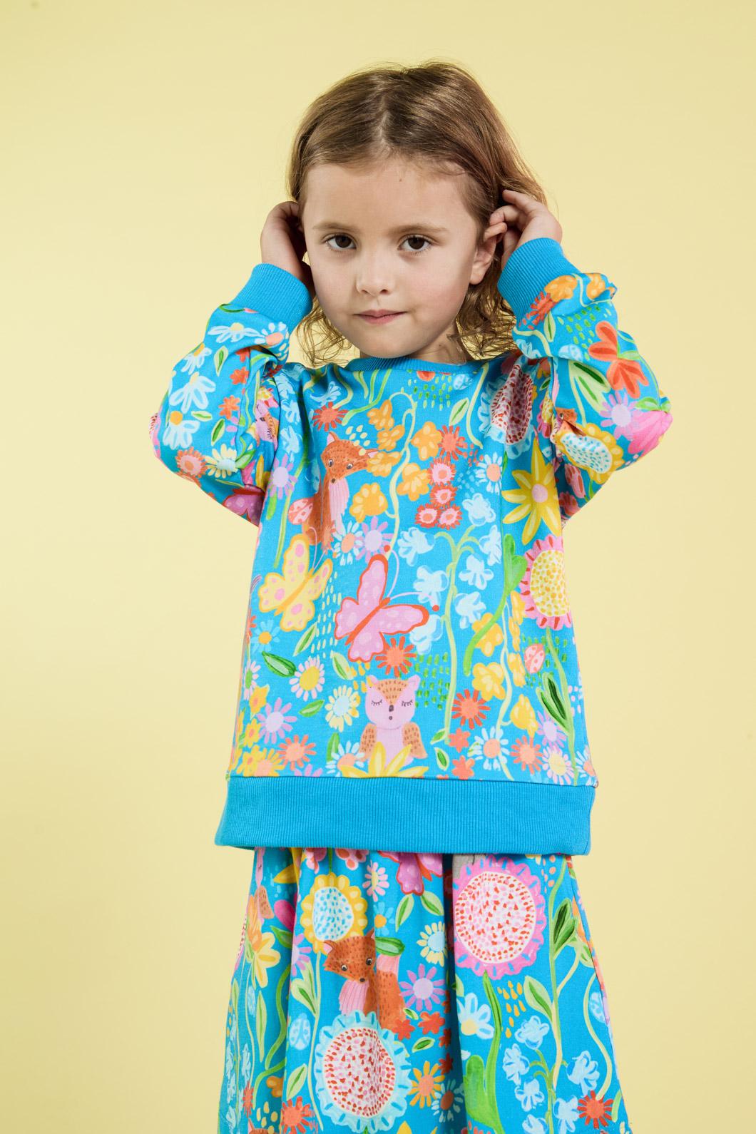 Princess Highway Kids - Folk Flower Kids Sweater - blue