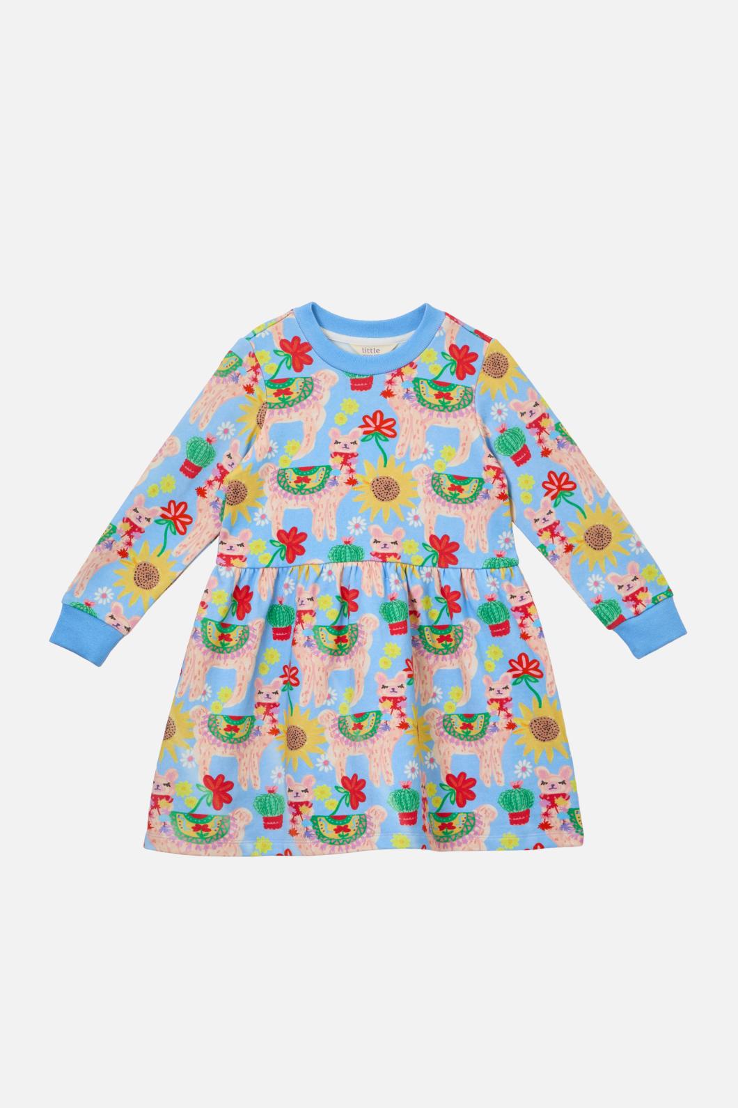 Princess Highway Kids - Llama Kids Dress - blue