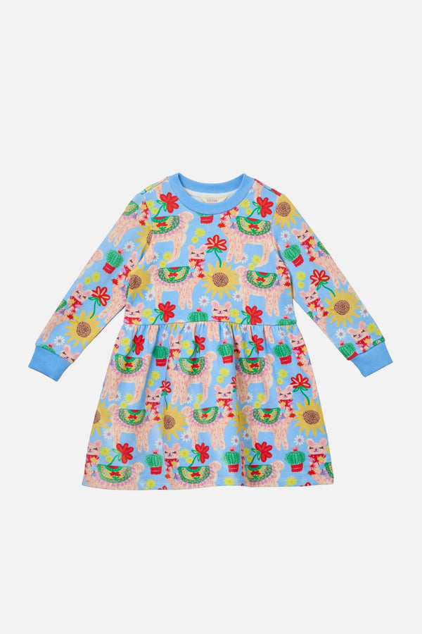 Princess Highway Kids - Llama Kids Dress - blue