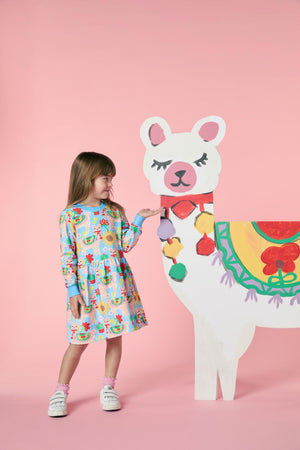 Princess Highway Kids - Llama Kids Dress - blue