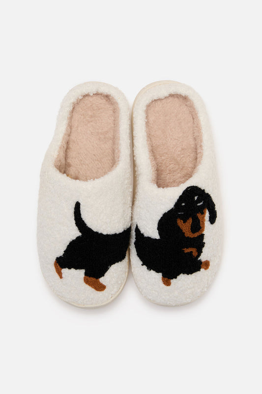 Princess Highway - Dachshund Slippers - white