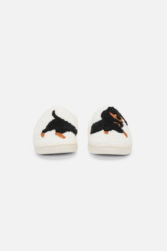 Princess Highway - Dachshund Slippers - white