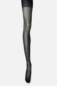 Princess Highway - Black Spot & Bow Tights - black