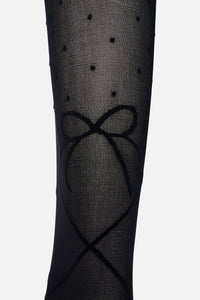 Princess Highway - Black Spot & Bow Tights - black