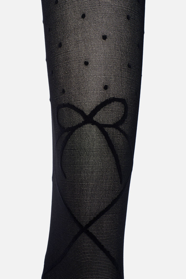 Princess Highway - Black Spot & Bow Tights - black