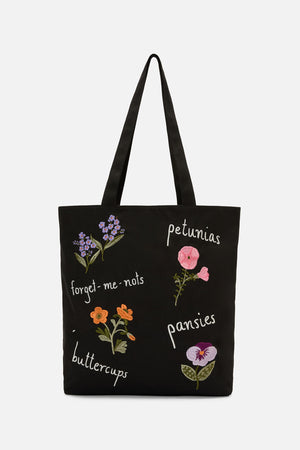 Princess Highway - Garden Embroidery Tote - black
