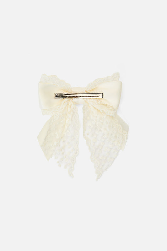 Princess Highway - Cream Lace Satin Bow Clip - cream