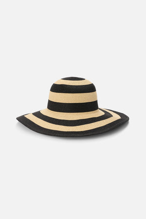 Princess Highway - Black & Cream Straw Sun Hat - black