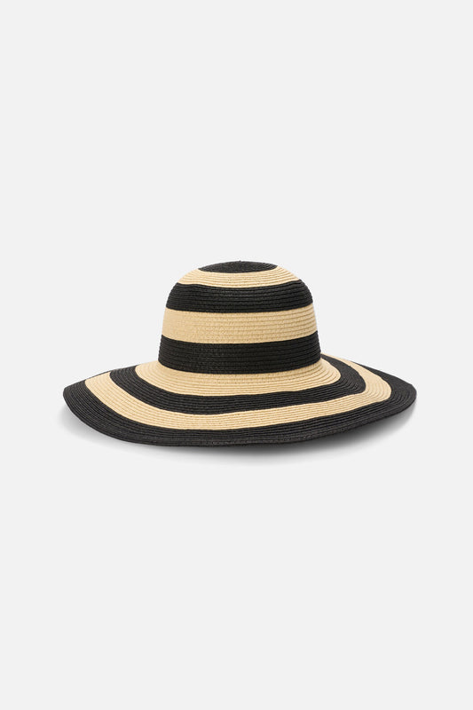 Princess Highway - Black & Cream Straw Sun Hat - black