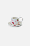 Princess Highway - Strawberry Cup & Saucer Set - white