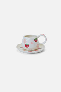 Princess Highway - Strawberry Cup & Saucer Set - white