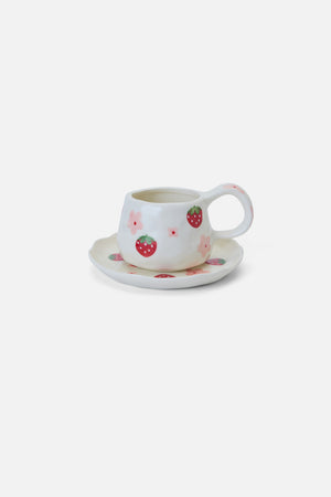 Princess Highway - Strawberry Cup & Saucer Set - white