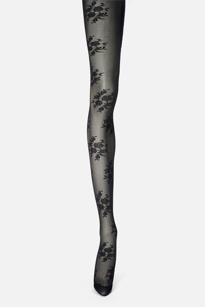 Princess Highway - Black Roses Sheer Tights - black