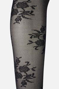 Princess Highway - Black Roses Sheer Tights - black