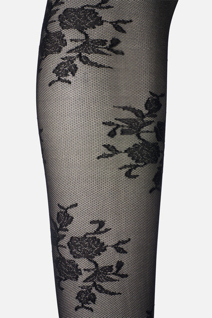 Princess Highway - Black Roses Sheer Tights - black