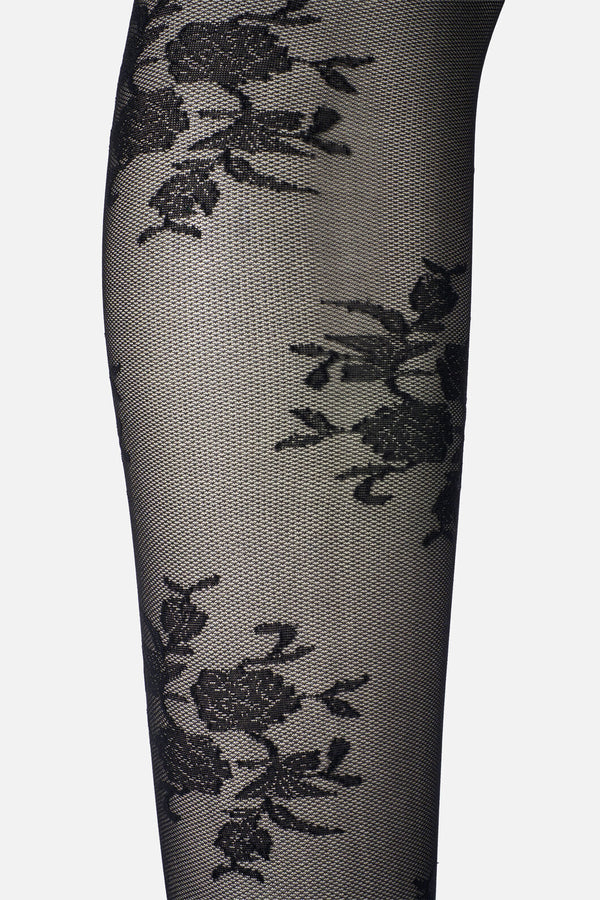 Princess Highway - Black Roses Sheer Tights - black