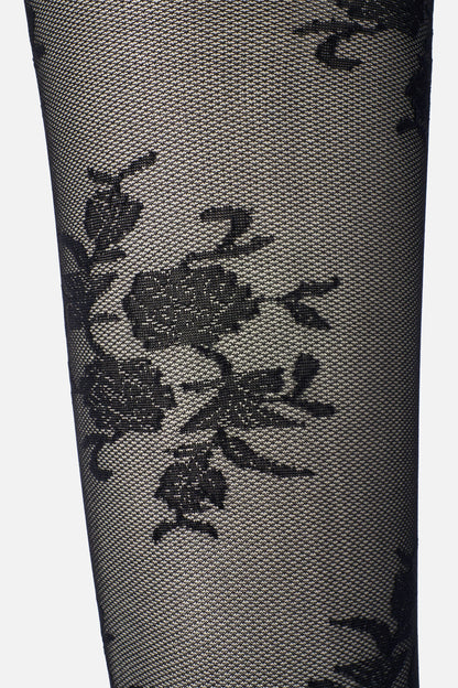 Princess Highway - Black Roses Sheer Tights - black