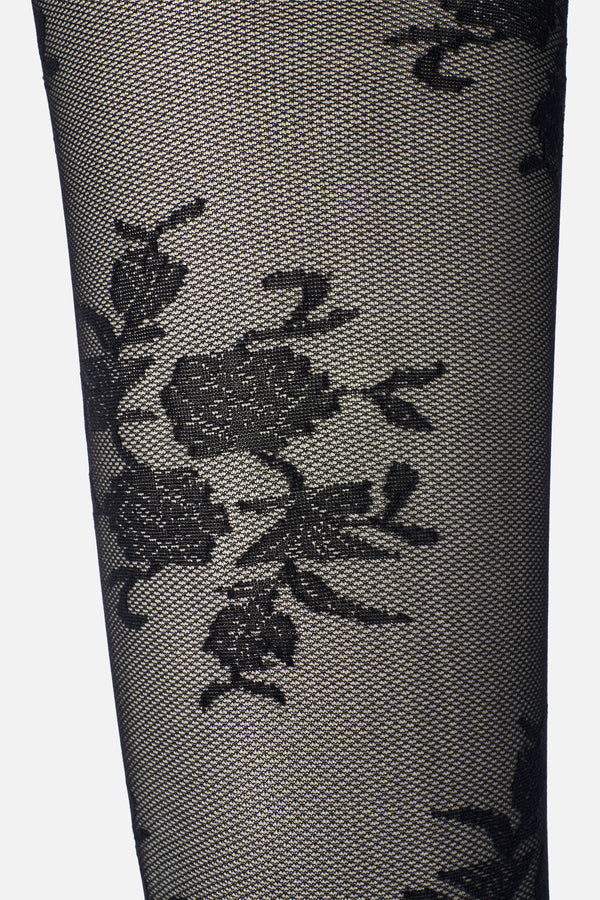 Princess Highway - Black Roses Sheer Tights - black