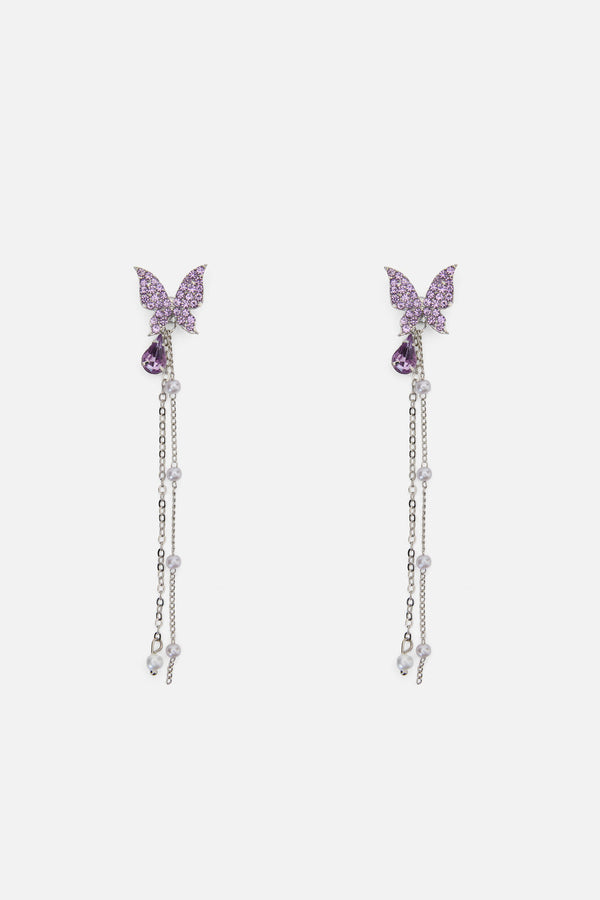 Princess Highway - Lilac Butterfly Drop Earrings - lilac
