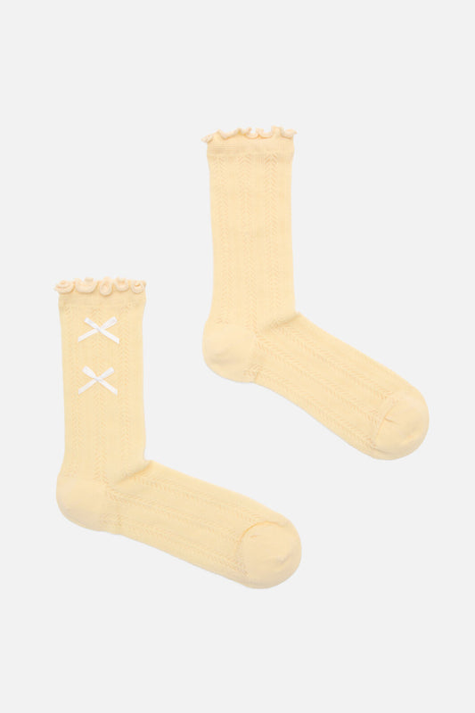 Princess Highway - Lemon Lacey Bow Socks - lemon