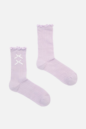 Princess Highway - Lilac Lacey Bow Socks - lilac