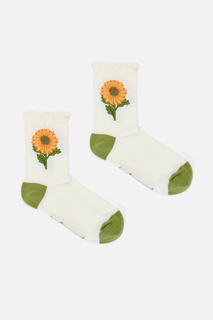Princess Highway - Luxe Sunflower Socks - cream