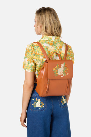 Princess Highway - Cat & Flora Embroidery Backpac - tan