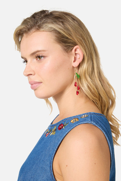 Princess Highway - Pomegranate Seed & Daisy Earri - red