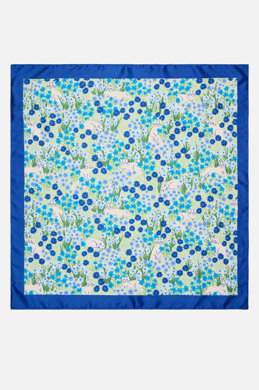 Princess Highway - Cat & Flora Satin Scarf - blue