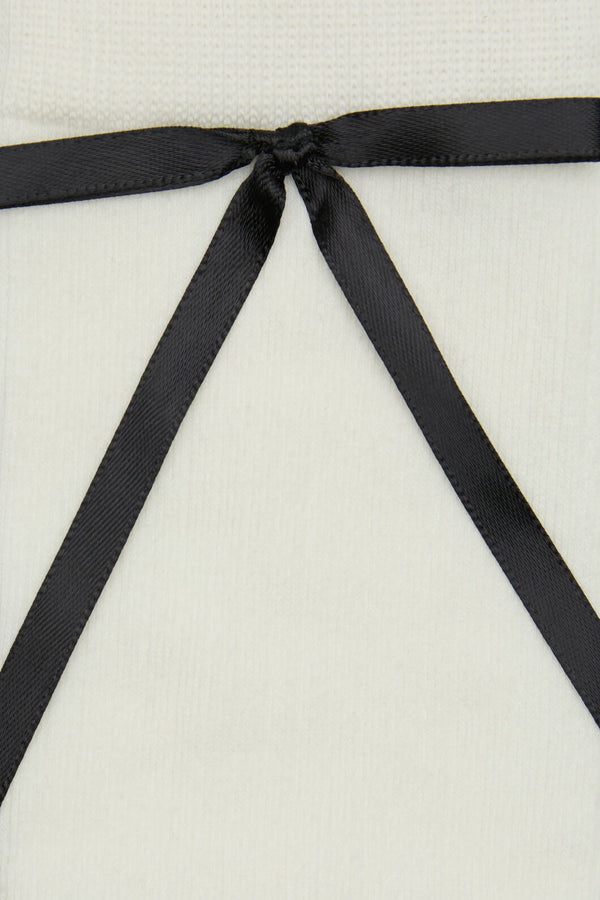 Princess Highway - White Knee High Rib Bow Sock - white
