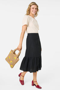 Princess Highway - Daisy Embroidery Straw Bag - tan