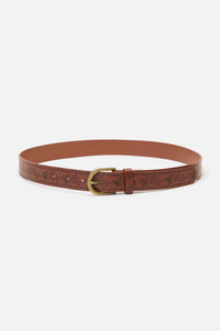 Princess Highway - Butterfly Debossed Vintage Belt - chocolate