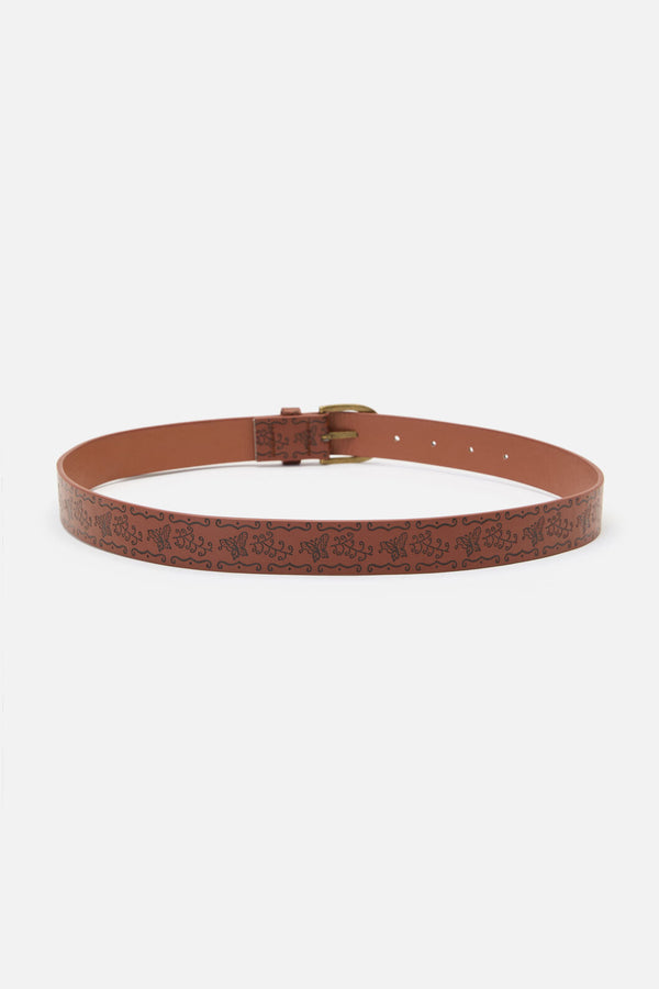 Princess Highway - Butterfly Debossed Vintage Belt - chocolate