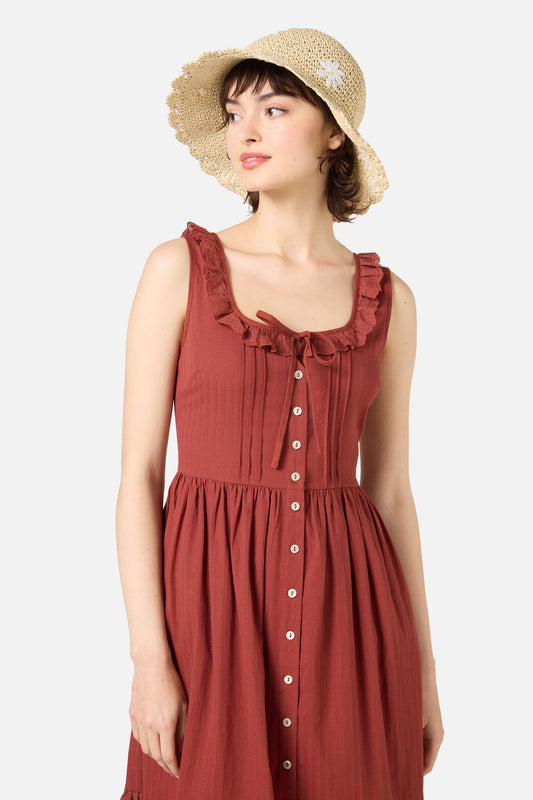 Princess Highway - Daisy Embroidery Straw Hat - natural