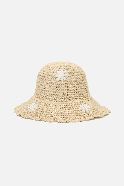 Princess Highway - Daisy Embroidery Straw Hat - natural
