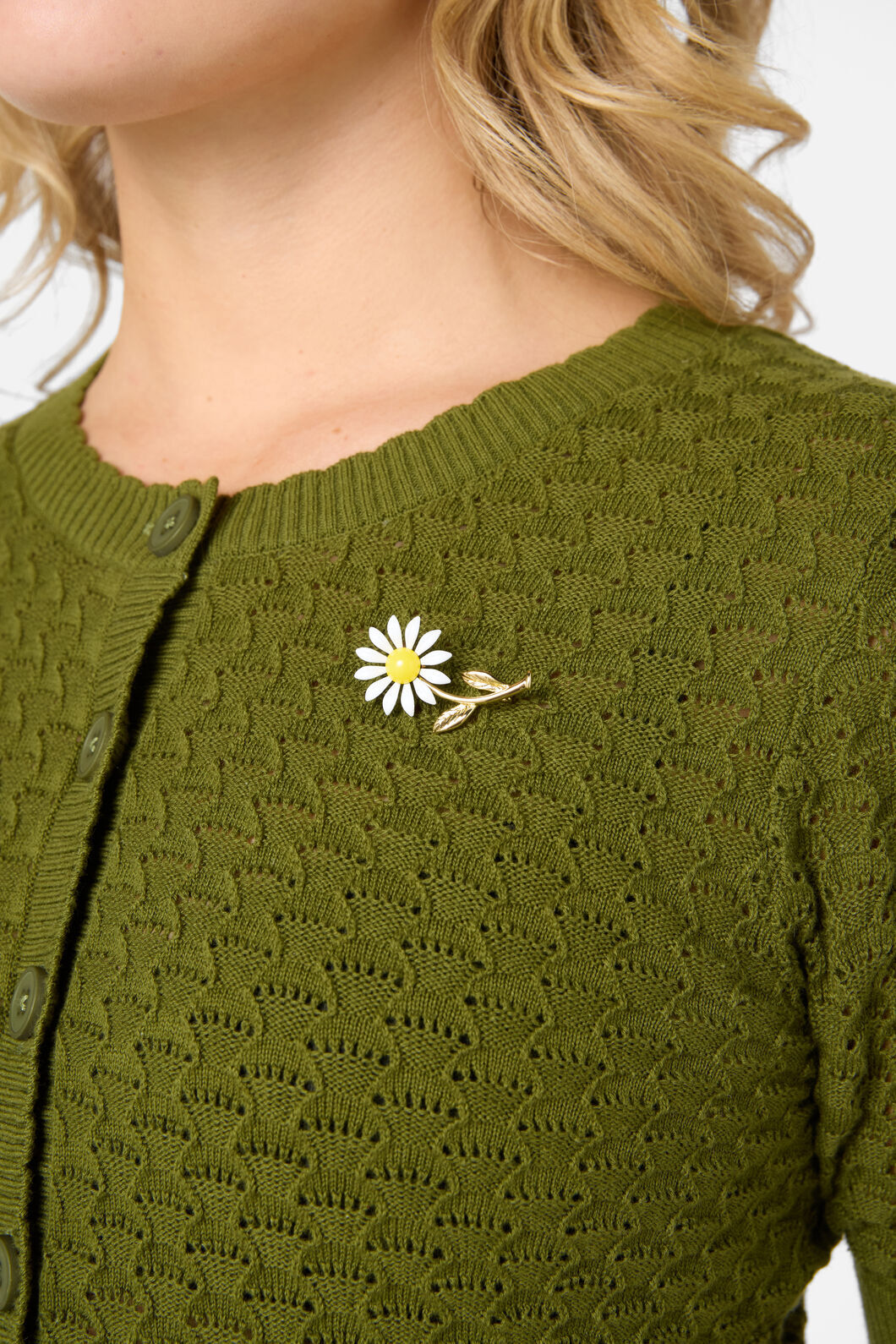 Princess Highway - Daisy Metal Brooch - white