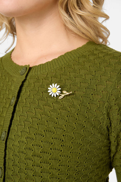 Princess Highway - Daisy Metal Brooch - white