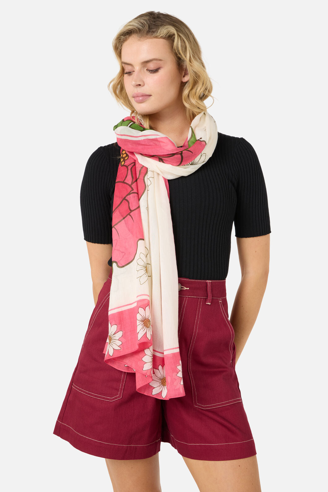 Princess Highway - Floral Fields Cotton Sarong - cream