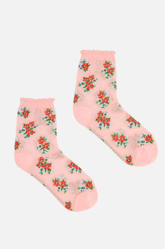 Princess Highway - Gingham Floral Socks - pink