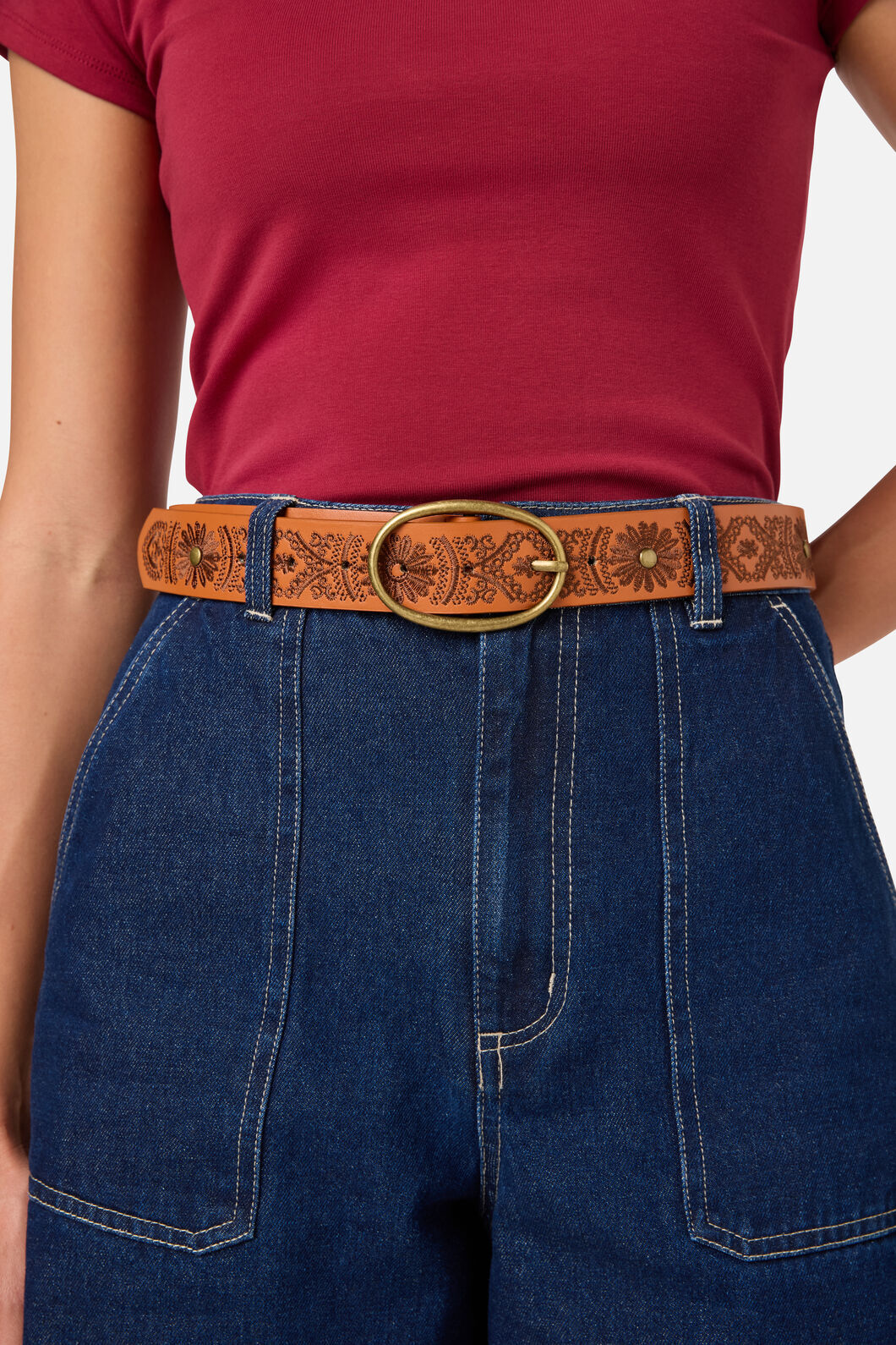 Princess Highway - Embroidered Belt - tan